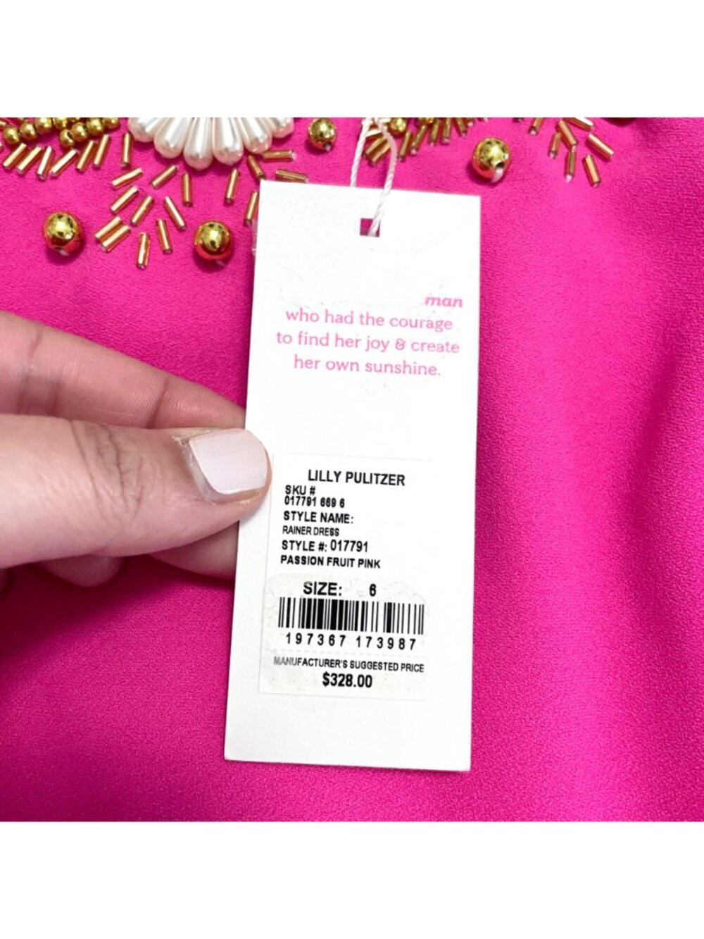 NWT Lilly Pulitzer Rainer Dress in Passion Fruit Pink Size 6 Beaded Floral - Picture 4 of 8
